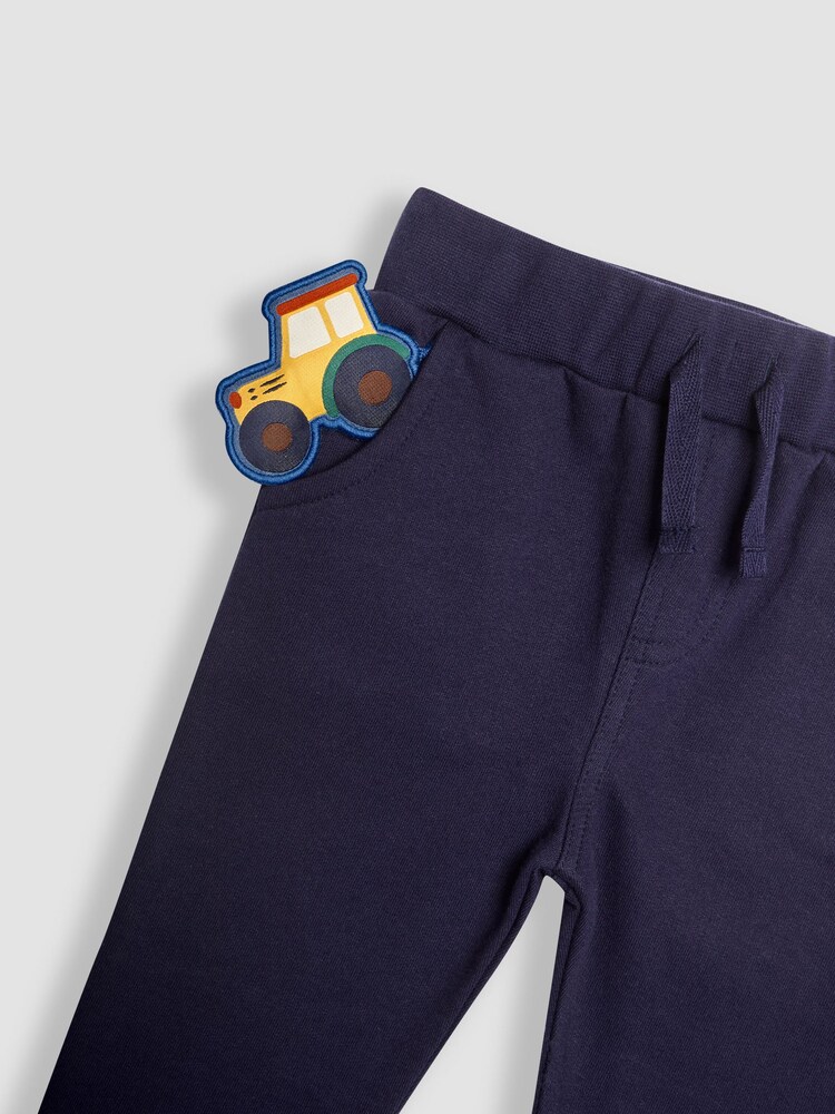 JoJo Maman Bébé Denim Blue Tractor Colour Block Appliqué Sweatshirt & Jogger Set - Image 6 of 6 JoJo Maman Bébé Denim Blue Tractor Colour Block Appliqué Sweatshirt & Jogger Set - Image 6 of 6