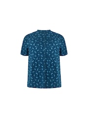 Live Unlimited Blue Curve Paisley Print 100% Cotton Slub Round Neck T-Shirt - Image 7 of 7