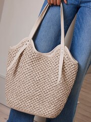 Mint Velvet Cream Paper Tote Bag - Image 1 of 5
