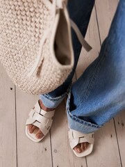 Mint Velvet Cream Paper Tote Bag - Image 2 of 5