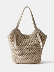Mint Velvet Cream Paper Tote Bag - Image 3 of 5