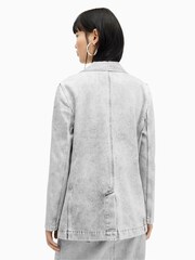AllSaints Grey Ever Denim Blazer - Image 2 of 5