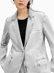 AllSaints Grey Ever Denim Blazer - Image 4 of 5