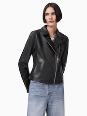 AllSaints Black Vela Biker Jacket - Image 1 of 7