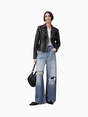 AllSaints Black Vela Biker Jacket - Image 3 of 7
