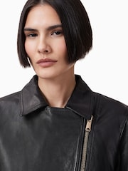 AllSaints Black Vela Biker Jacket - Image 5 of 7