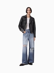 AllSaints Black Vela Biker Jacket - Image 6 of 7