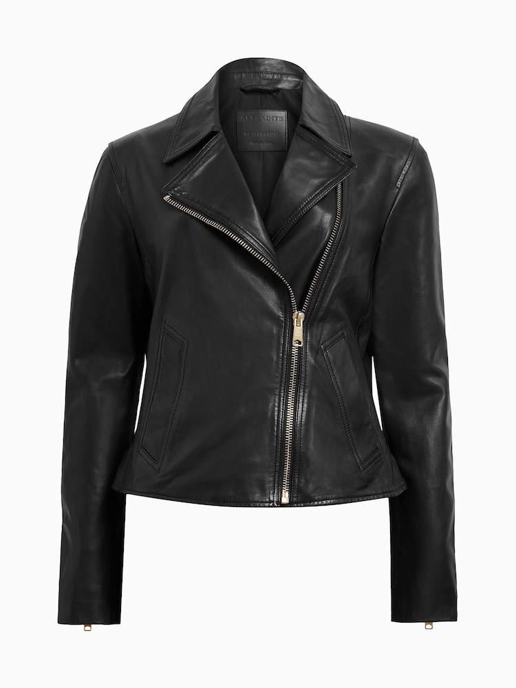 AllSaints Black Vela Biker Jacket - Image 7 of 7