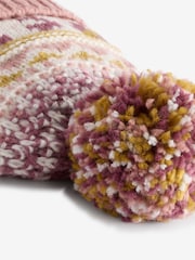 Pink Fairisle Pattern Pom Beanie Hat (3-13yrs) - Image 2 of 2