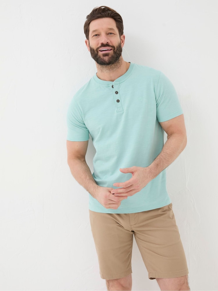 FatFace Blue Woodside Slub Henley T-Shirt - Image 1 of 5 FatFace Blue Woodside Slub Henley T-Shirt - Image 1 of 5