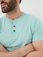 FatFace Blue Woodside Slub Henley T-Shirt - Image 4 of 5