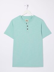FatFace Blue Woodside Slub Henley T-Shirt - Image 5 of 5