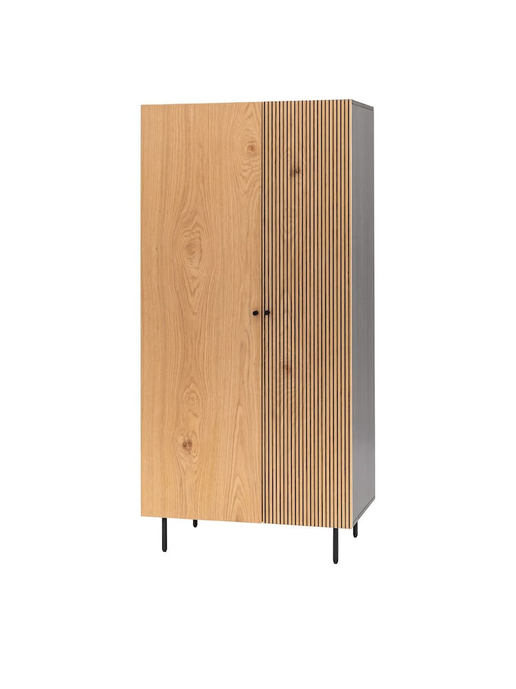 Gallery Home Black Nador Oak Style Double Wardrobe - Image 7 of 7