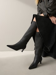 Black Leather Forever Comfort® Knee High Skinny Heeled Boots - Image 1 of 8
