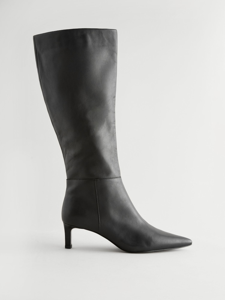 Black Leather Forever Comfort® Knee High Skinny Heeled Boots - Image 5 of 8