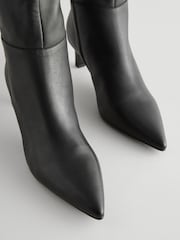 Black Leather Forever Comfort® Knee High Skinny Heeled Boots - Image 6 of 8