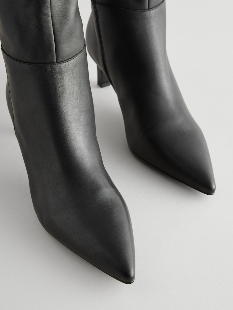 Black Leather Forever Comfort® Knee High Skinny Heeled Boots - Image 6 of 8