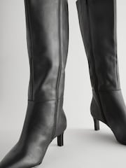 Black Leather Forever Comfort® Knee High Skinny Heeled Boots - Image 7 of 8