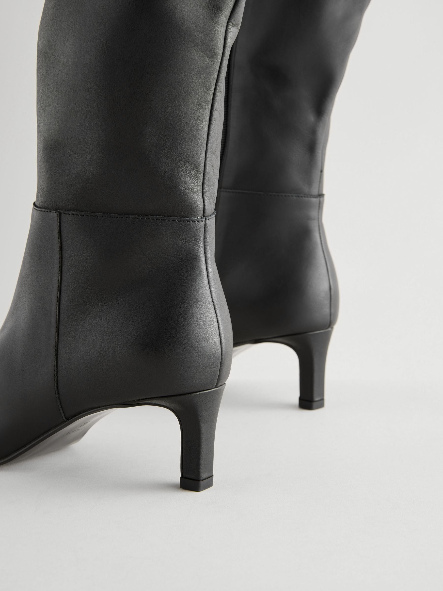 Buy Black Leather Forever Comfort® Knee High Skinny Heeled