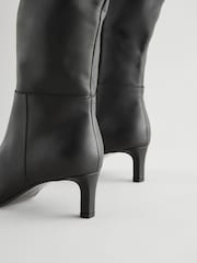 Black Leather Forever Comfort® Knee High Skinny Heeled Boots - Image 8 of 8