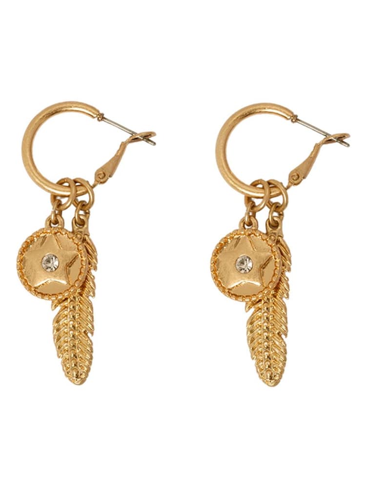 Bibi Bijoux Gold Tone Celestial Feather Interchangeable Hoop Earrings - Image 1 of 4 Bibi Bijoux Gold Tone Celestial Feather Interchangeable Hoop Earrings - Image 1 of 4