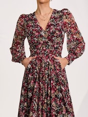Jolie Moi Black Printed Lace Maxi Dress - Image 4 of 6