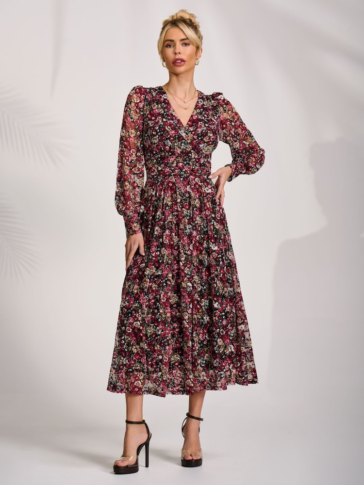 Jolie Moi Black Printed Lace Maxi Dress - Image 6 of 6