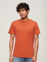 Superdry Orange 100% Cotton Crew Neck Slub Short Sleeved T-Shirt - Image 1 of 3