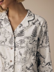 Grey Womens 100% Cotton Matching Family Christmas Mountain Print Pyjamas - Image 5 of 10