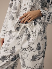 Grey Womens 100% Cotton Matching Family Christmas Mountain Print Pyjamas - Image 6 of 10
