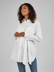 JoJo Maman Bébé White Maternity Poplin Shirt - Image 1 of 4