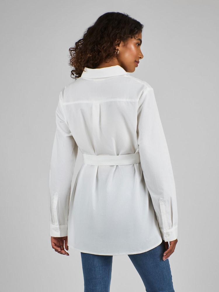 JoJo Maman Bébé White Maternity Poplin Shirt - Image 2 of 4