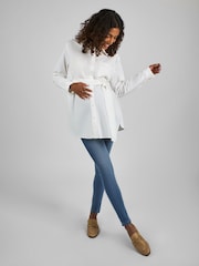 JoJo Maman Bébé White Maternity Poplin Shirt - Image 3 of 4