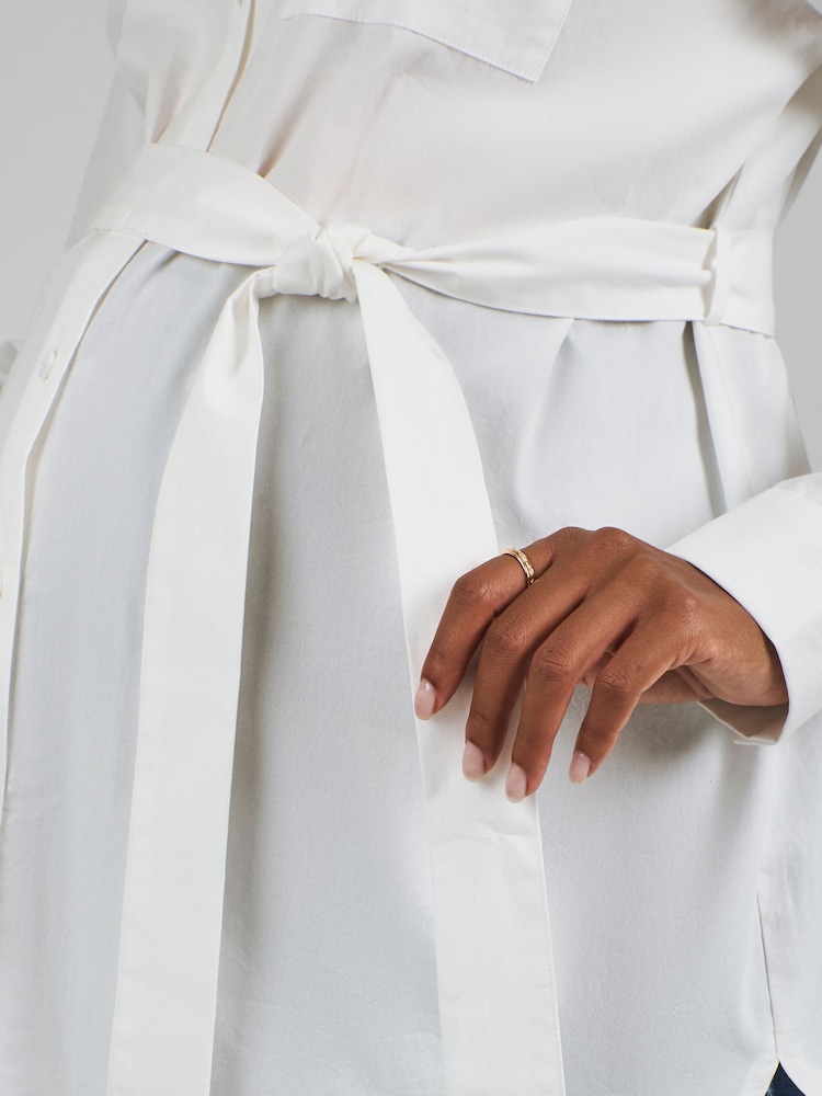JoJo Maman Bébé White Maternity Poplin Shirt - Image 4 of 4