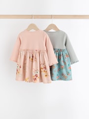 Pink/Blue Floral Baby Cotton Jersey Dresses 2 Pack (0mths-2yrs) - Image 2 of 9