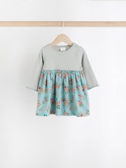 Pink/Blue Floral Baby Cotton Jersey Dresses 2 Pack (0mths-2yrs) - Image 5 of 9