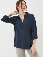 FatFace Paige Blue Jersey Shirt - Image 1 of 5