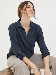 FatFace Paige Blue Jersey Shirt - Image 3 of 5