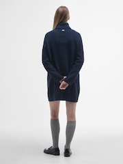 Barbour® Navy Beatrix Cable Knit Roll Neck Dress - Image 2 of 6