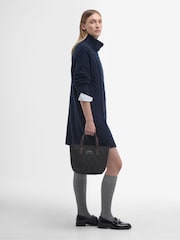 Barbour® Navy Beatrix Cable Knit Roll Neck Dress - Image 3 of 6
