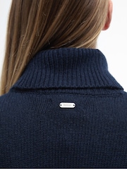 Barbour® Navy Beatrix Cable Knit Roll Neck Dress - Image 5 of 6