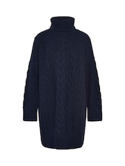 Barbour® Navy Beatrix Cable Knit Roll Neck Dress - Image 6 of 6