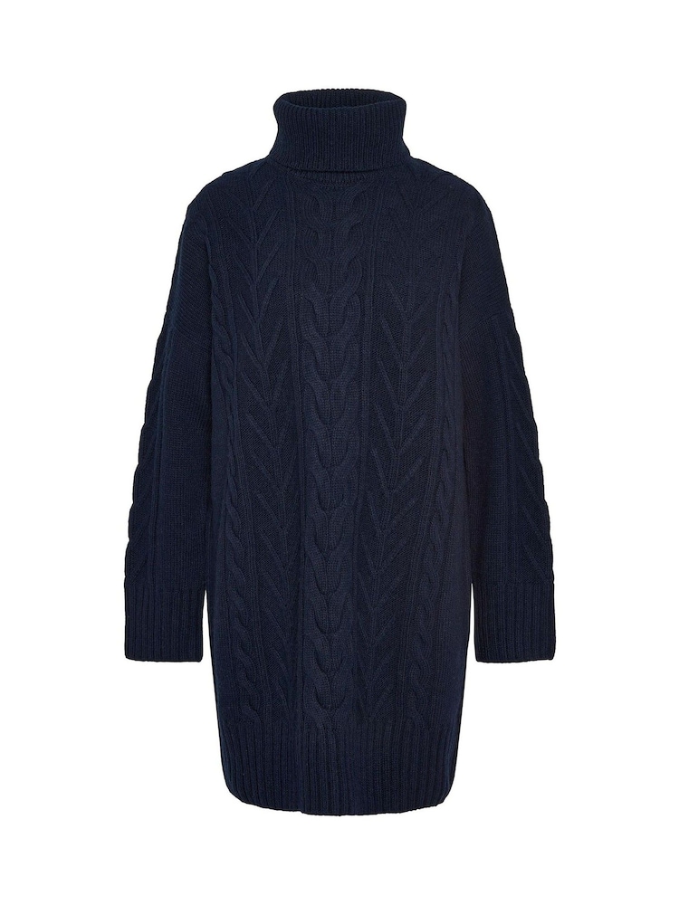Barbour® Navy Beatrix Cable Knit Roll Neck Dress - Image 6 of 6