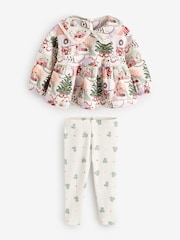 Cath Kidston Ecru Christmas Long Sleeve Collar Top and Legging Set (3mths-7yrs) - Image 10 of 12
