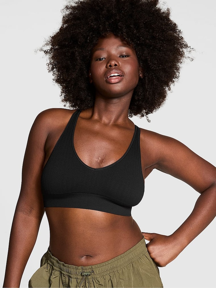 Zwart - Victoria's Secret - PINK - Naadloze kabelgebreide sportbeha - Image 1 of 3