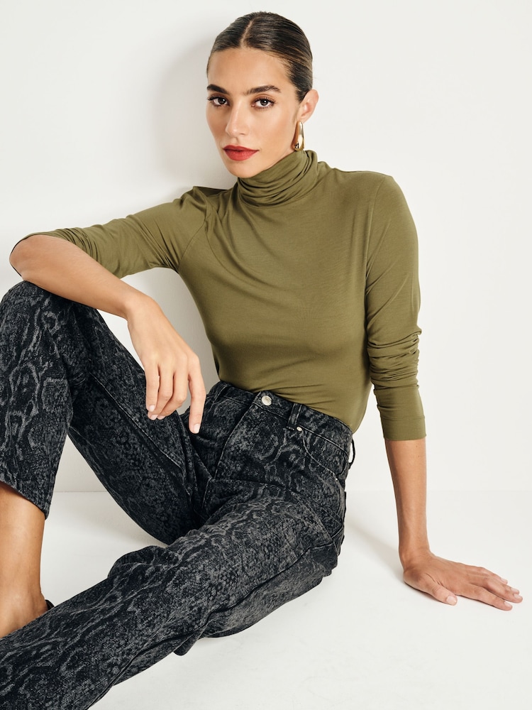 Verde - Top de manga larga con cuello vuelto de modal supersuave - Imagen 1 de 8 Verde - Top de manga larga con cuello vuelto de modal supersuave - Imagen 1 de 8
