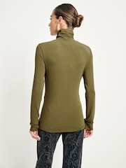 Verde - Top de manga larga con cuello vuelto de modal supersuave - Imagen 3 de 8