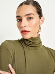 Verde - Top de manga larga con cuello vuelto de modal supersuave - Imagen 5 de 8