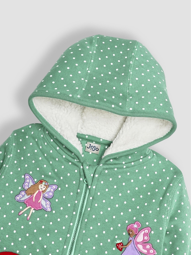 JoJo Maman Bébé Green Fairy & Toadstool Cotton Appliqué Cosy Hoodie - Image 5 of 5