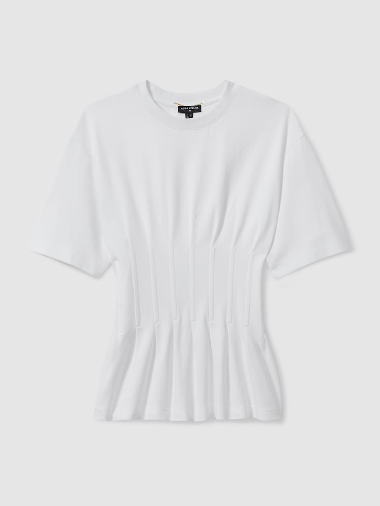 Reiss White Luna Atelier Corset Detail T-Shirt - Image 2 of 5